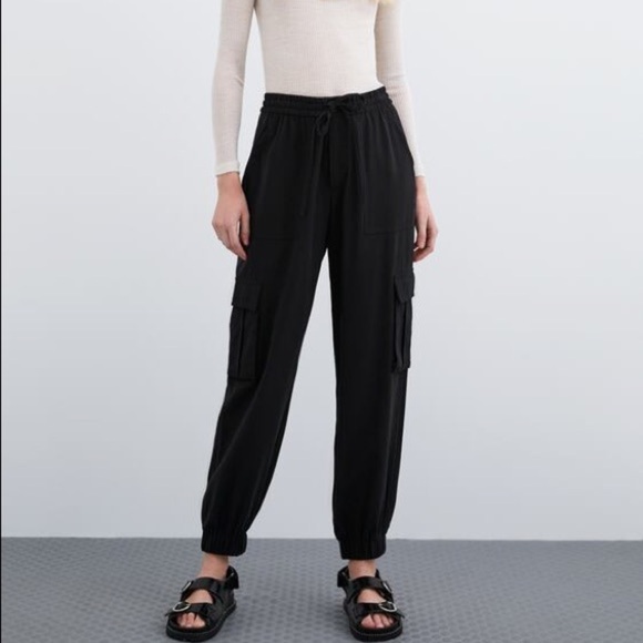 Zara Black Cargo Pants size XS - Picture 2 of 7